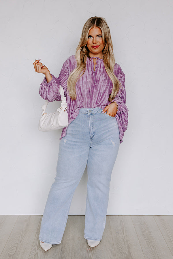 Posh Days Pleated Shift Top in Lavender Curves Image - 2