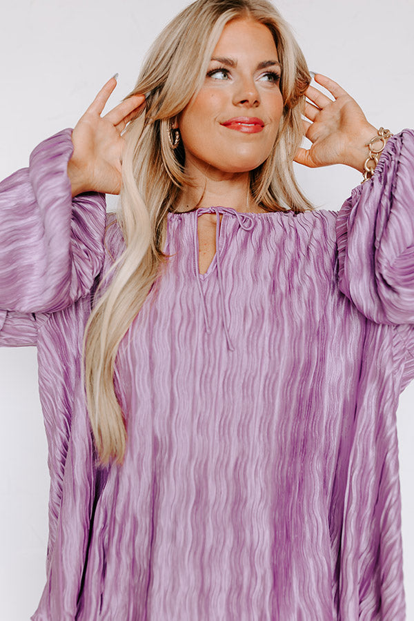 Posh Days Pleated Shift Top in Lavender Curves Image - 3