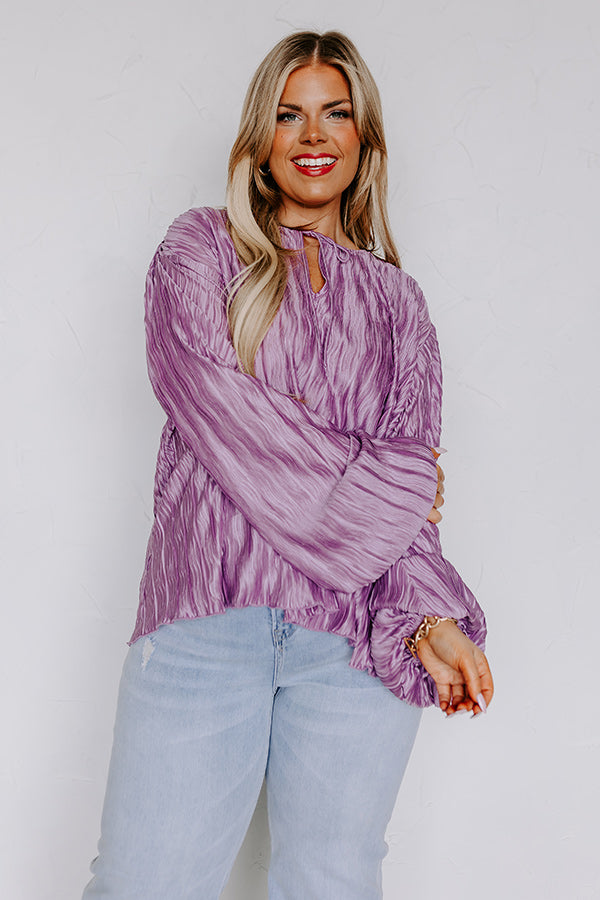 Posh Days Pleated Shift Top in Lavender Curves Image - 5