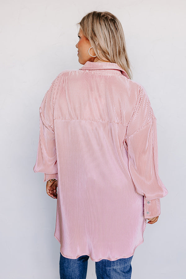 Never Speechless Pleated Button Up in Pink Curves Image - 5