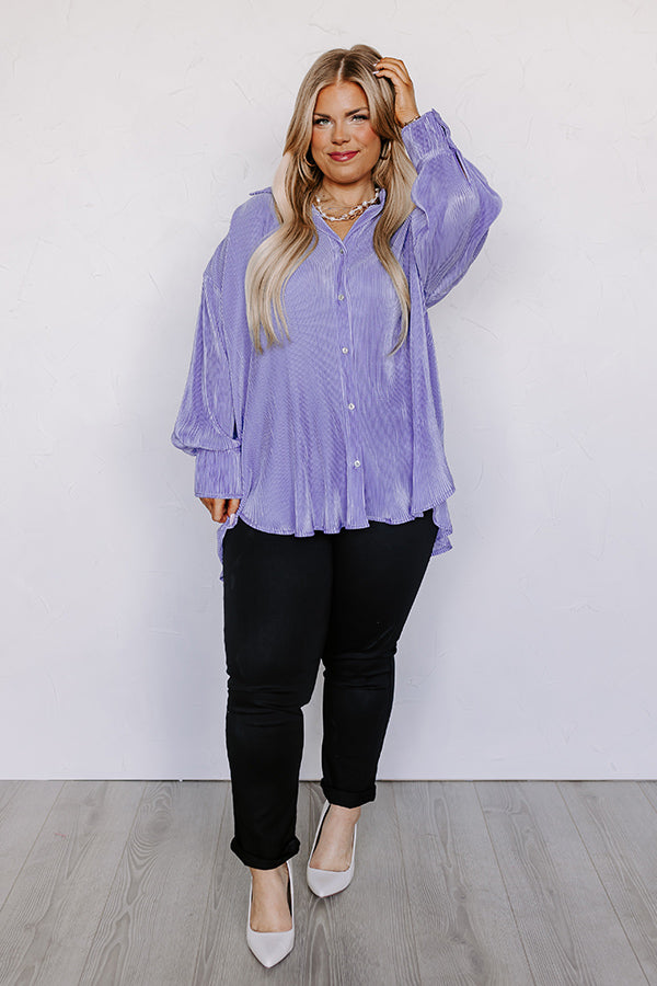 Never Speechless Pleated Button Up in Lavender Curves Image - 2