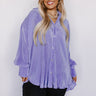 Never Speechless Pleated Button Up in Lavender Curves Image - 1