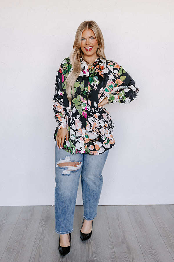 Mind On Malibu Button Up In Black Curves Image - 4