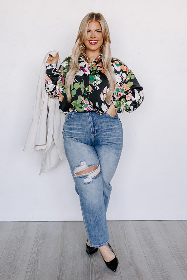 Mind On Malibu Button Up In Black Curves Image - 2