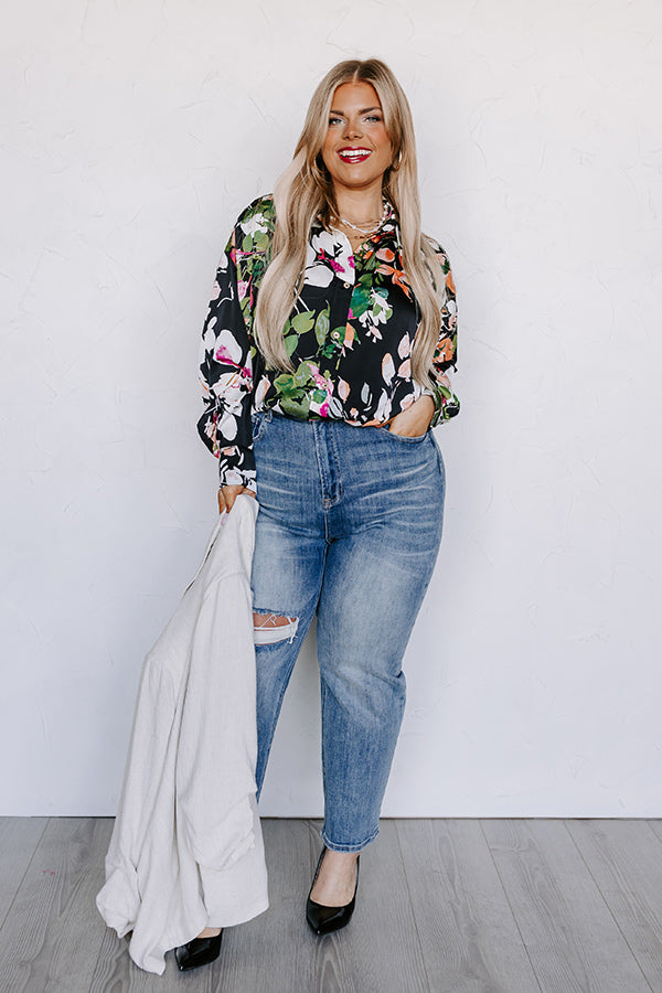 Mind On Malibu Button Up In Black Curves Image - 3