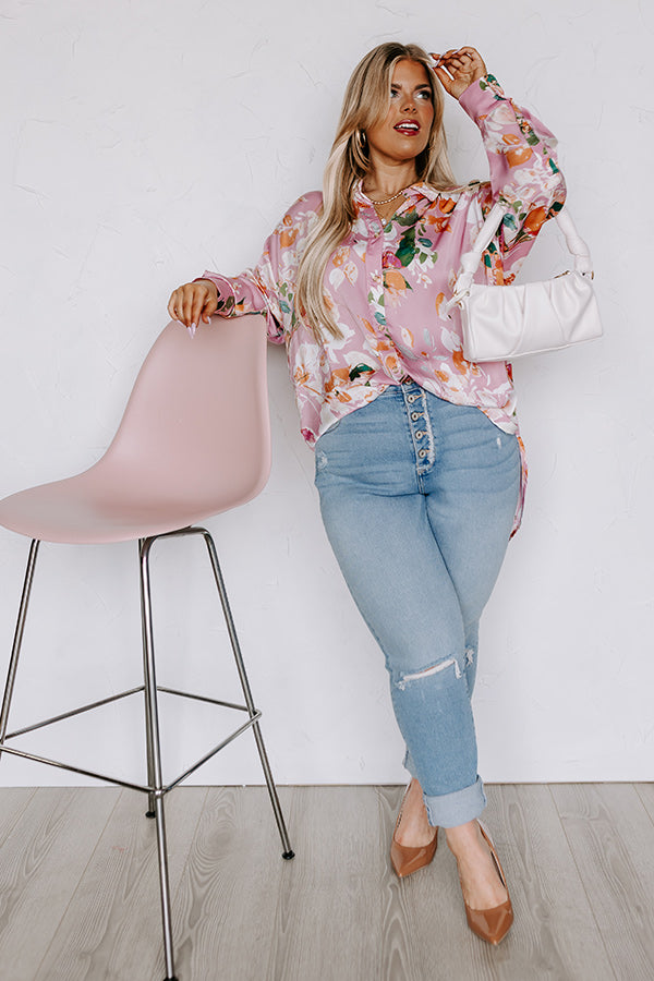 Mind On Malibu Button Up In Pink Curves Image - 2