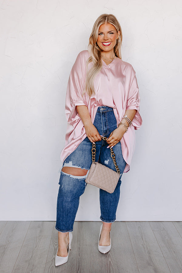 Everyday Dreams Satin Shift Top in Light Pink Curves Image - 2
