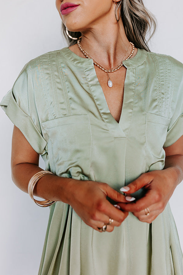 Enjoy The Daylight Shift Dress In Sage Image - 3