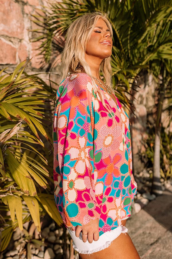 So Easy To Love Floral Top in Pink Curves Image - 4