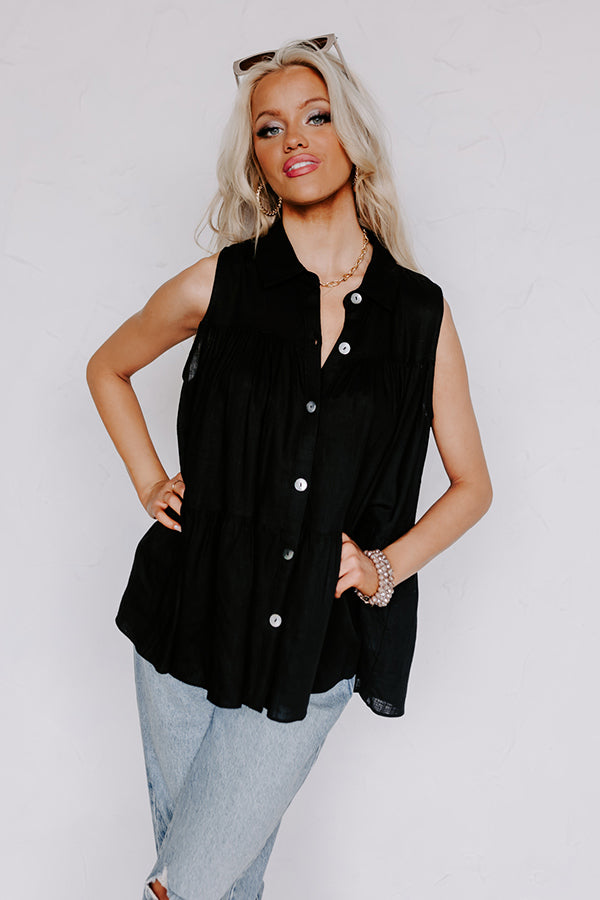 Country Club Cuteness Button Up in Black
