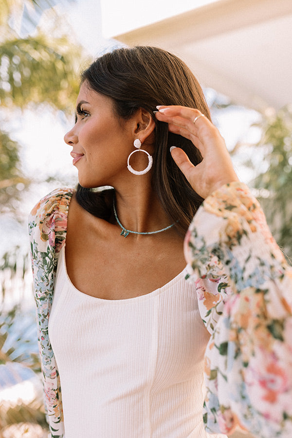 Wait And Smile Beaded Earrings In White