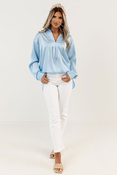 Follow Your Happiness Floral Shift Top In Sky Blue main image 1