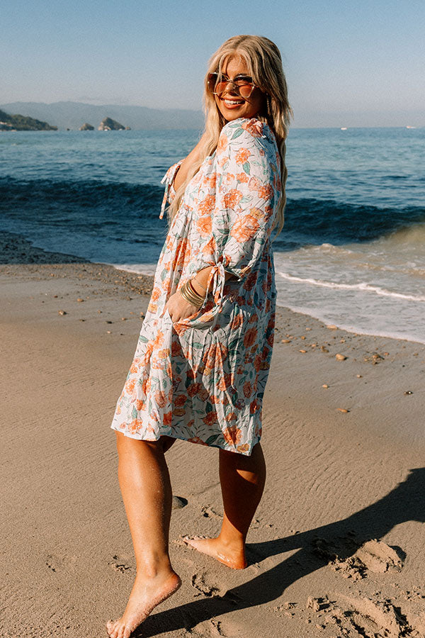 Floral Market Shift Dress in Sky Blue Curves Image - 3