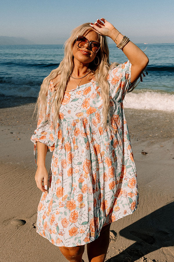 Floral Market Shift Dress in Sky Blue Curves Image - 1