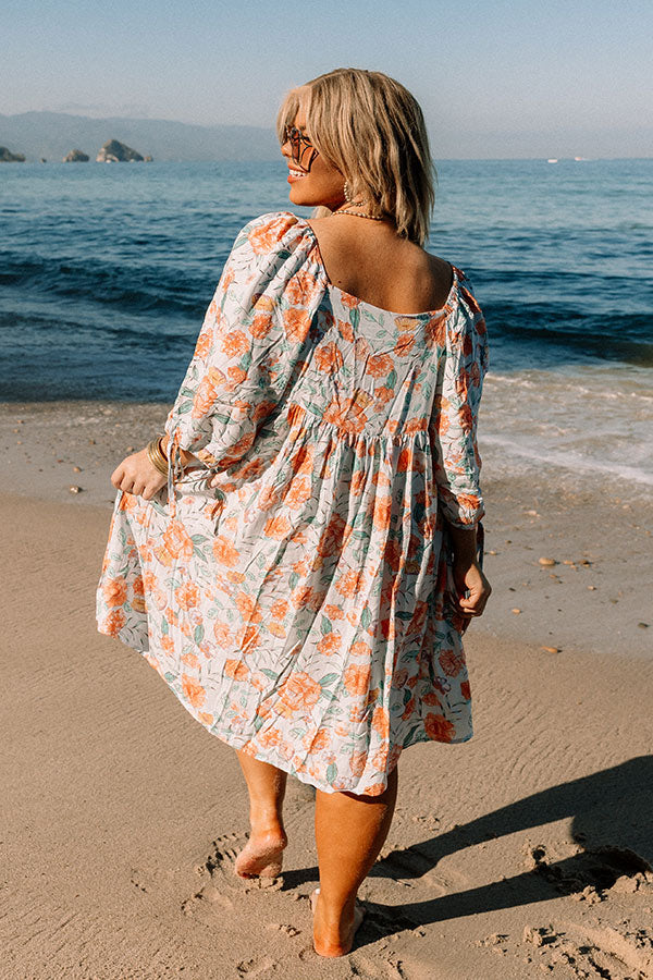 Floral Market Shift Dress in Sky Blue Curves Image - 4