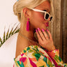 Vibrant Vibes Beaded Earrings In Hot Pink Image - 1