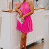 Cause To Celebrate Pleated Dress In Hot Pink Image - 1