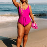 Turn Up The Waves One Piece Swimsuit in Fuchsia Curves Image - 1