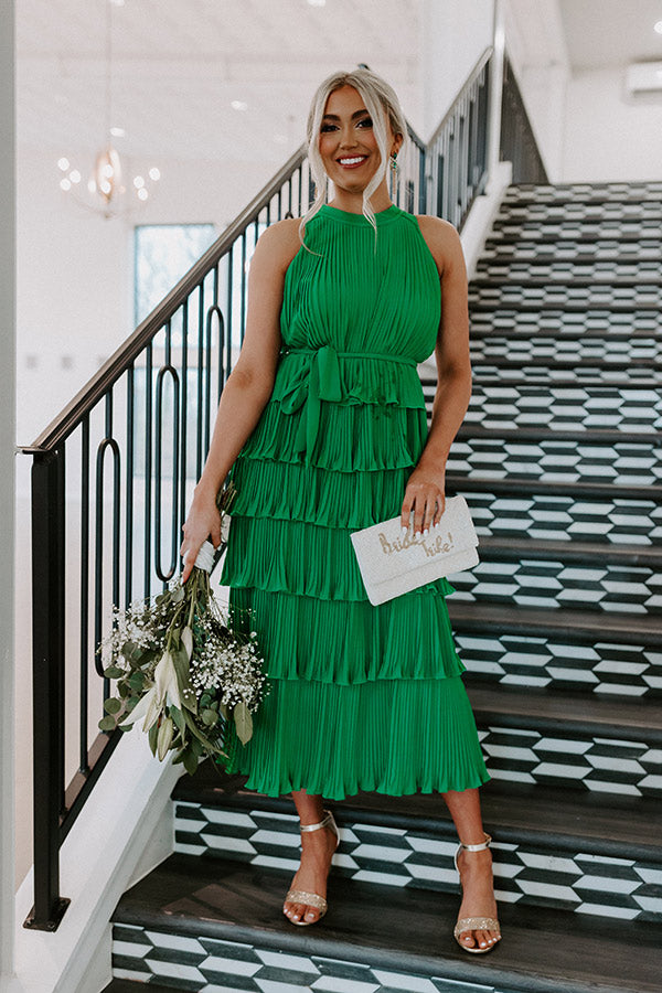 Forever Admiring Pleated Midi In Green Image - 5