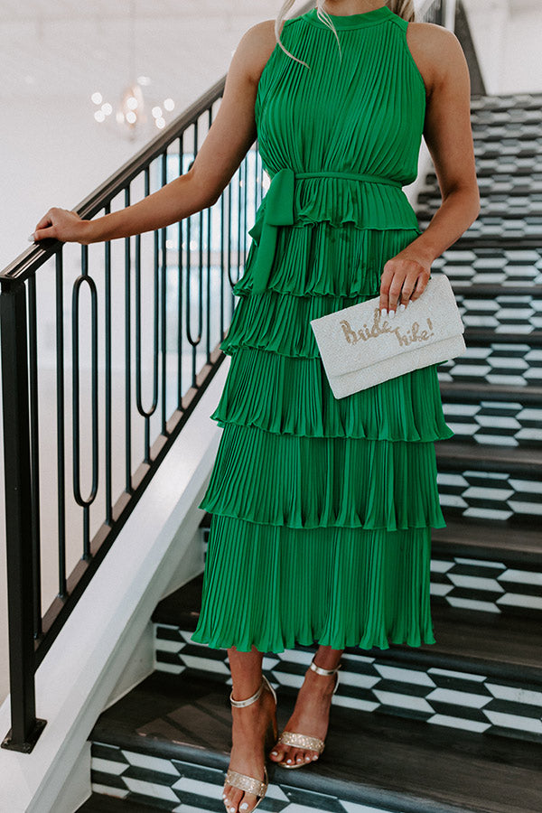 Forever Admiring Pleated Midi In Green Image - 2