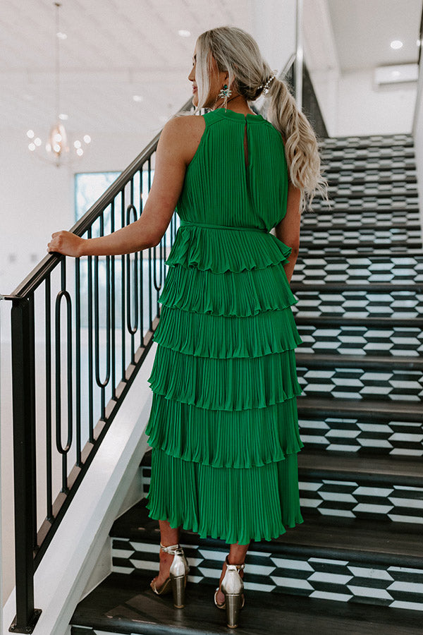 Forever Admiring Pleated Midi In Green Image - 4
