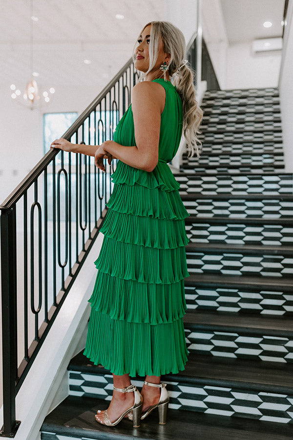 Forever Admiring Pleated Midi In Green Image - 3