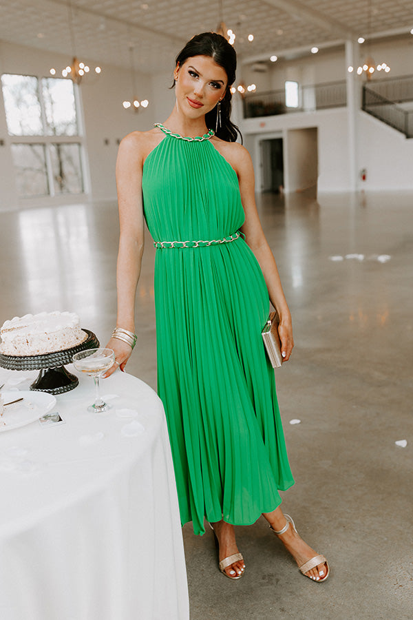 Radiant Reflection Pleated Maxi In Green Image - 4
