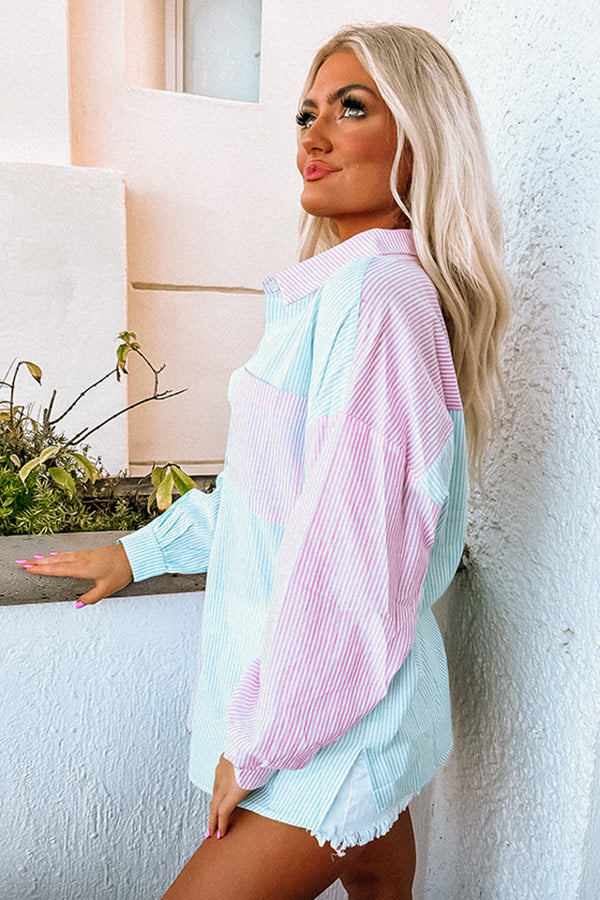 Fast Forward Colorblock Button Up Image - 3