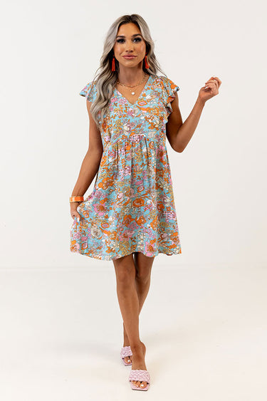 Noir Ruche Shift Dress (Sky Blue)