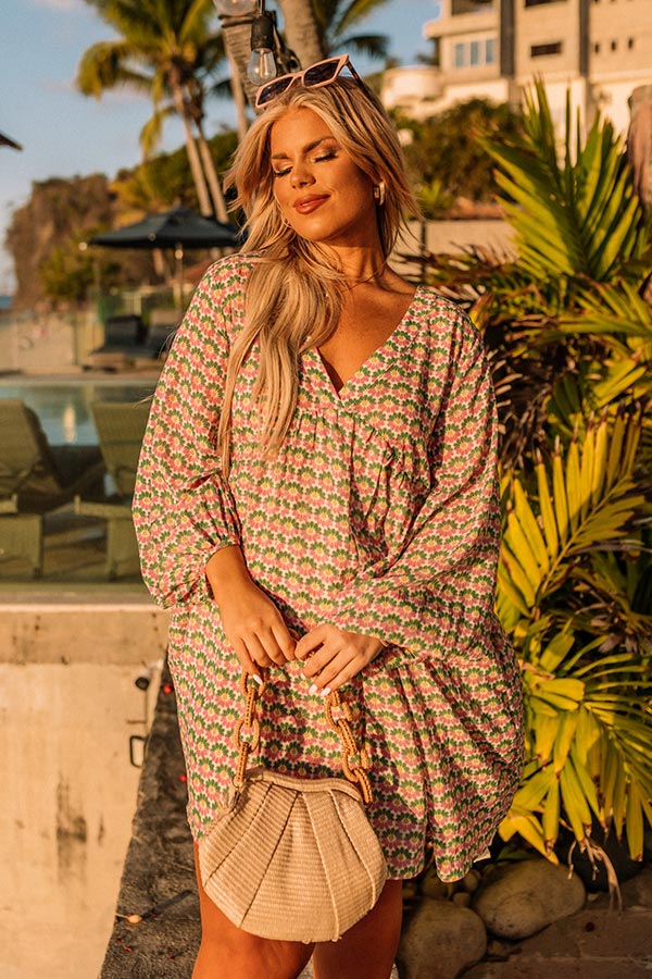 Party in Galveston Babydoll Dress in Green Curves Image - 5