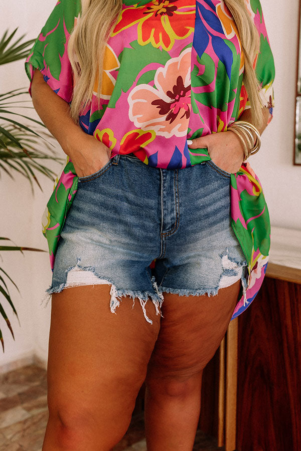 The Layla High Waist Distressed Shorts Curves Image - 2