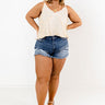 The Penelope High Waist Distressed Shorts Curves Image - 1