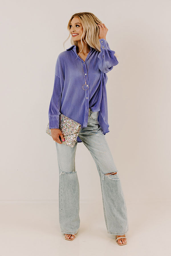 Never Speechless Pleated Button Up In Lavender