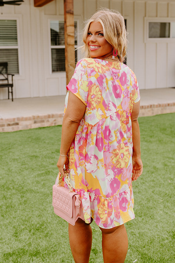 Tulip Fields Shift Dress in Pink Curves Image - 4