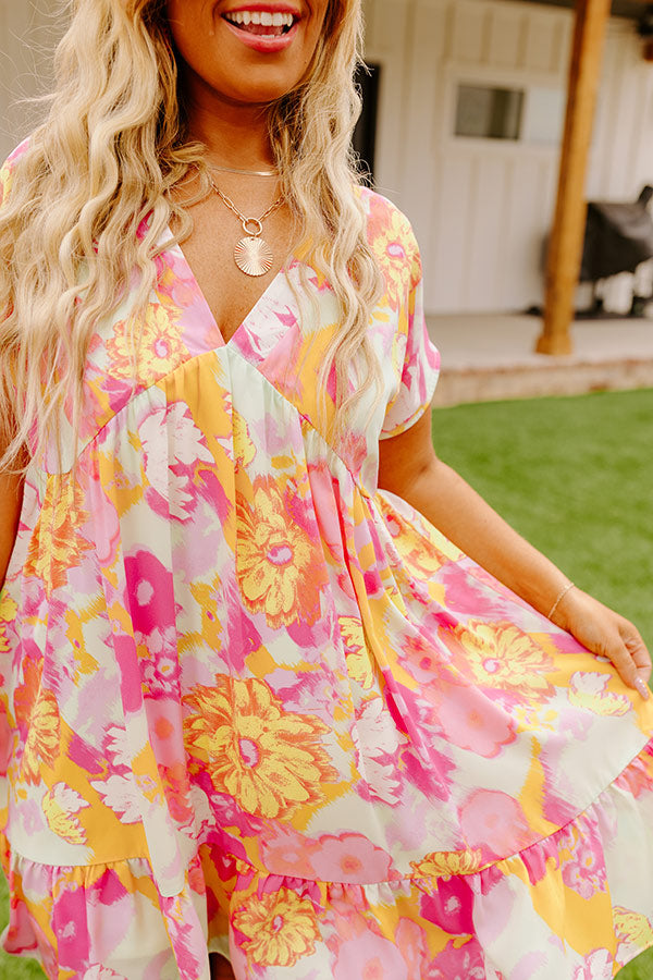 Tulip Fields Shift Dress in Pink Curves Image - 5