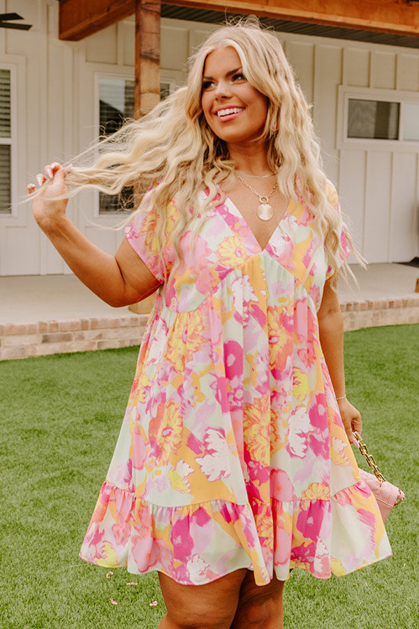 Tulip Fields Shift Dress in Pink Curves Image - 1