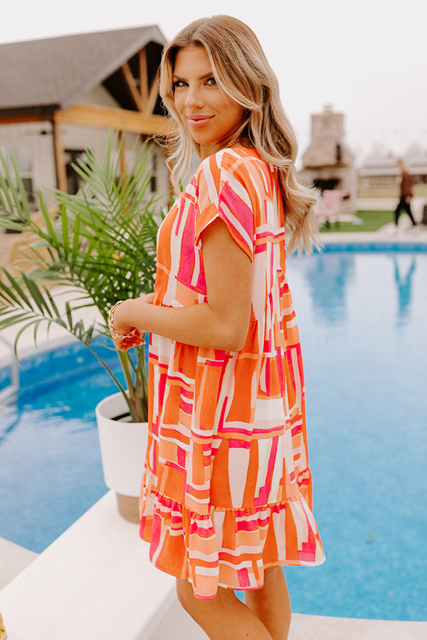 Tulip Fields Shift Dress in Tangerine Image - 3