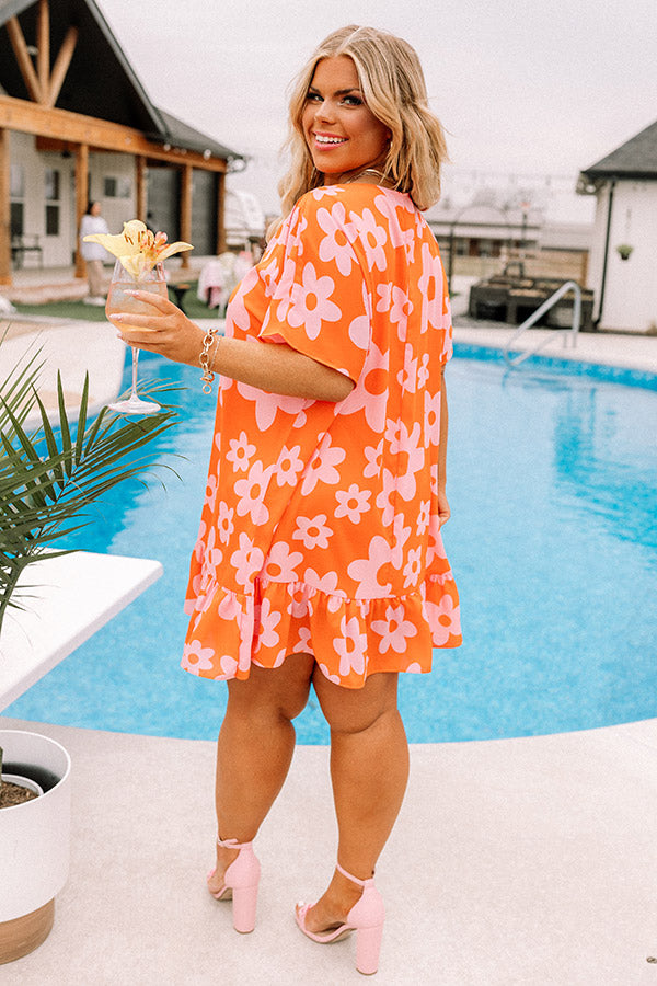 Malibu Villa Shift Dress in Orange Curves Image - 4