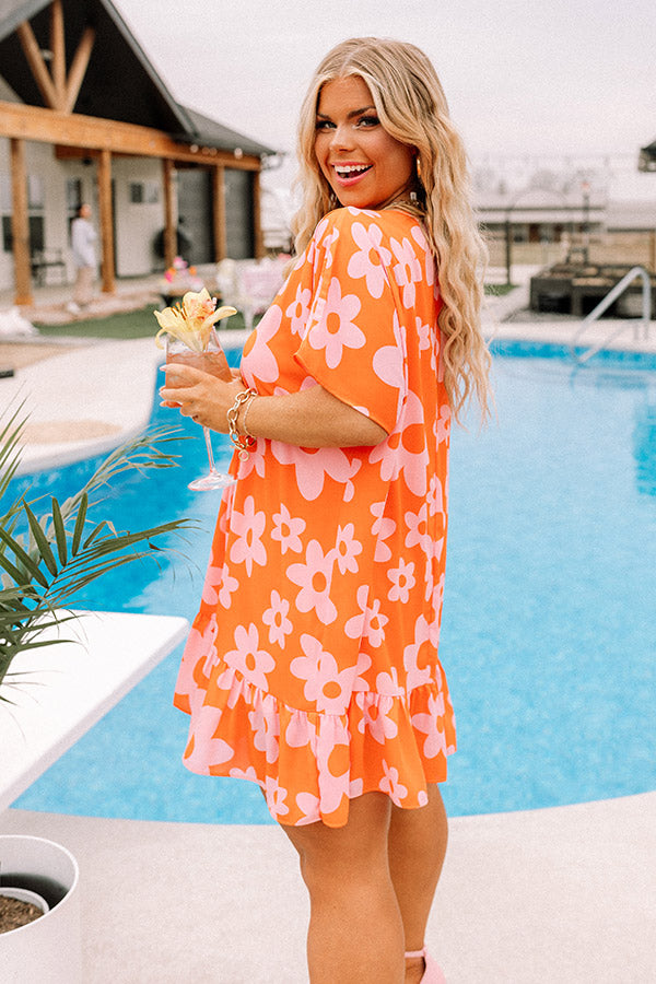 Malibu Villa Shift Dress in Orange Curves Image - 3