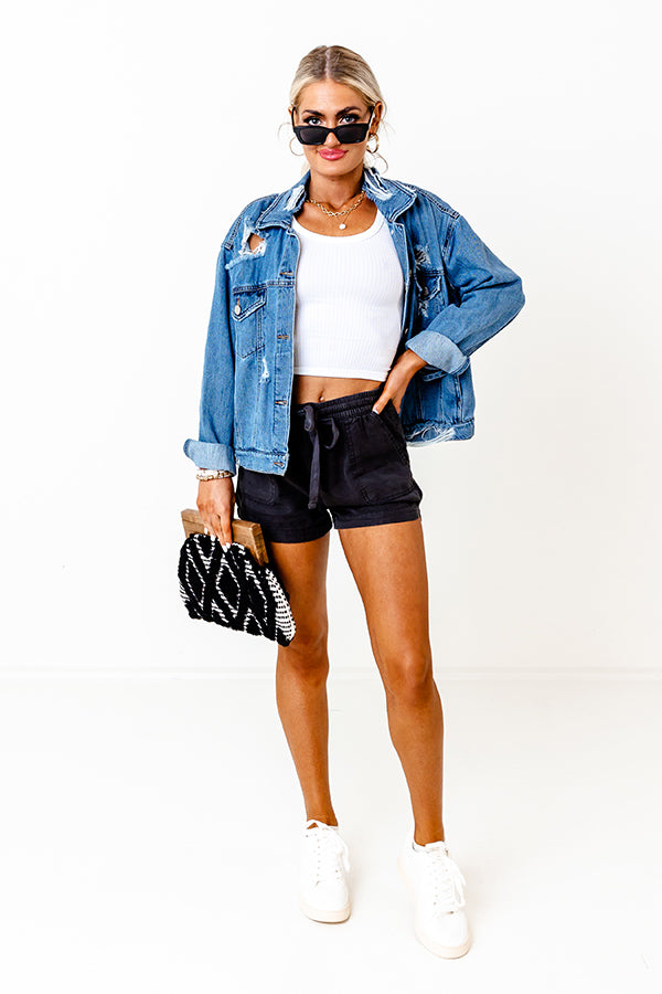Effortless Nights Chambray Shorts In Black