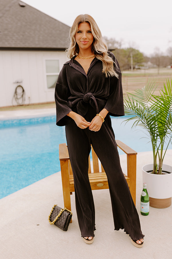 Genuine Gratitude Pleated High Waist Pants In Black Image - 4