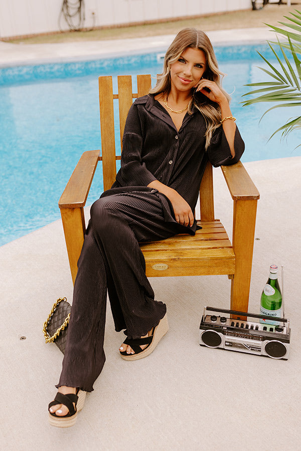 Genuine Gratitude Pleated High Waist Pants In Black Image - 5