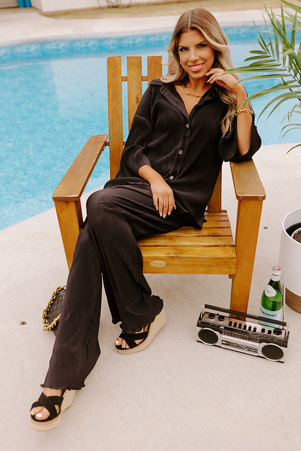 Genuine Gratitude Pleated High Waist Pants In Black Image - 2