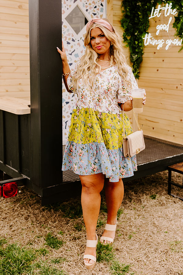 Amalfi Bound Floral Babydoll Dress In Navy