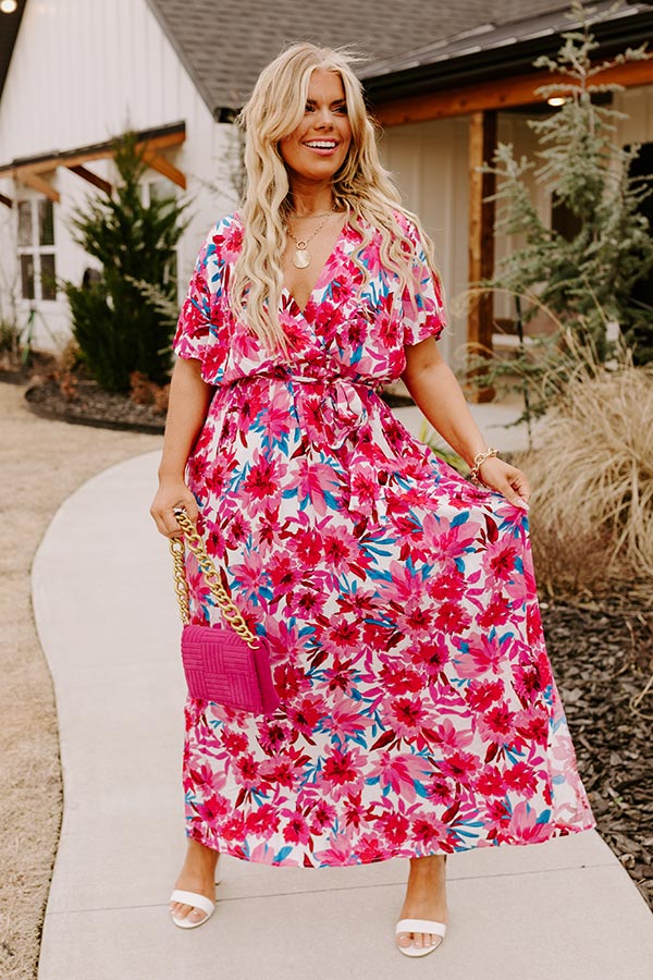 Just Met You Floral Maxi in Fuchsia Curves • Impressions Online Boutique