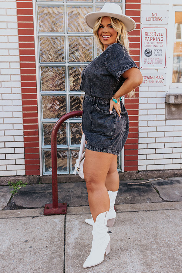 Manhattan Marvels Denim Romper in Vintage Black Curves Image - 1