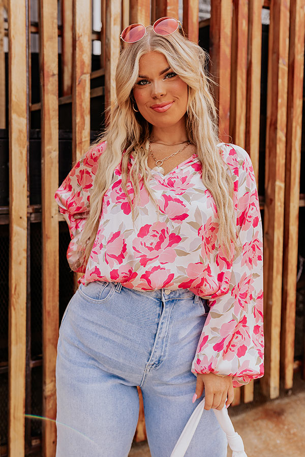 So Easy To Love Floral Top in Light Pink Curves Image - 2