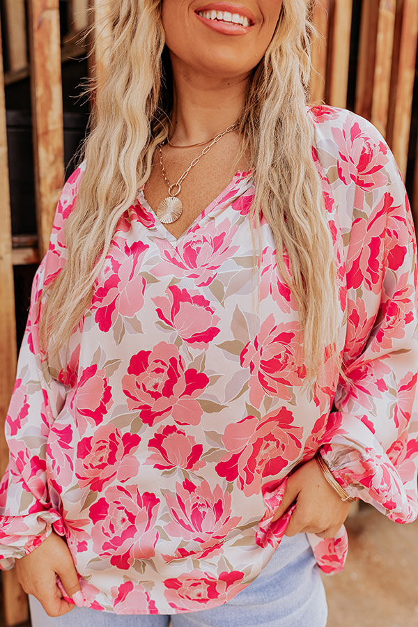 So Easy To Love Floral Top in Light Pink Curves Image - 5