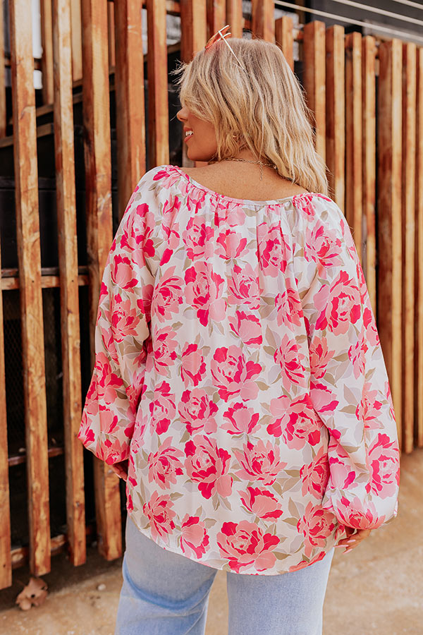 So Easy To Love Floral Top in Light Pink Curves Image - 4
