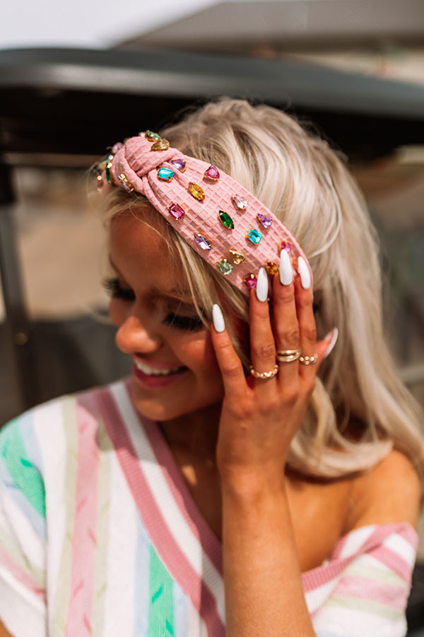 Celestial Charm Embellished Headband In Pink
